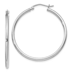 Sterling Silver Rhodium-plated 2mm Round Hoop Earrings - 8