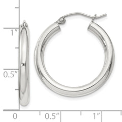 Sterling Silver 3mm Round Hoop Earrings - 14