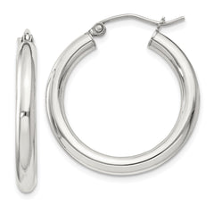 Sterling Silver 3mm Round Hoop Earrings - 14