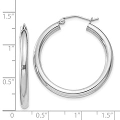 Sterling Silver Rhodium-plated 3mm Round Hoop Earrings - 11