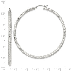 Sterling Silver D/C 3x60mm Hoop Earrings