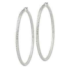 Sterling Silver D/C 3x65mm Hoop Earrings