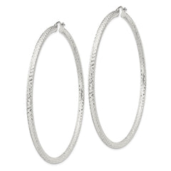 Sterling Silver D/C 3x70mm Hoop Earrings