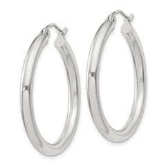 Sterling Silver 3mm Round Hoop Earrings - 13