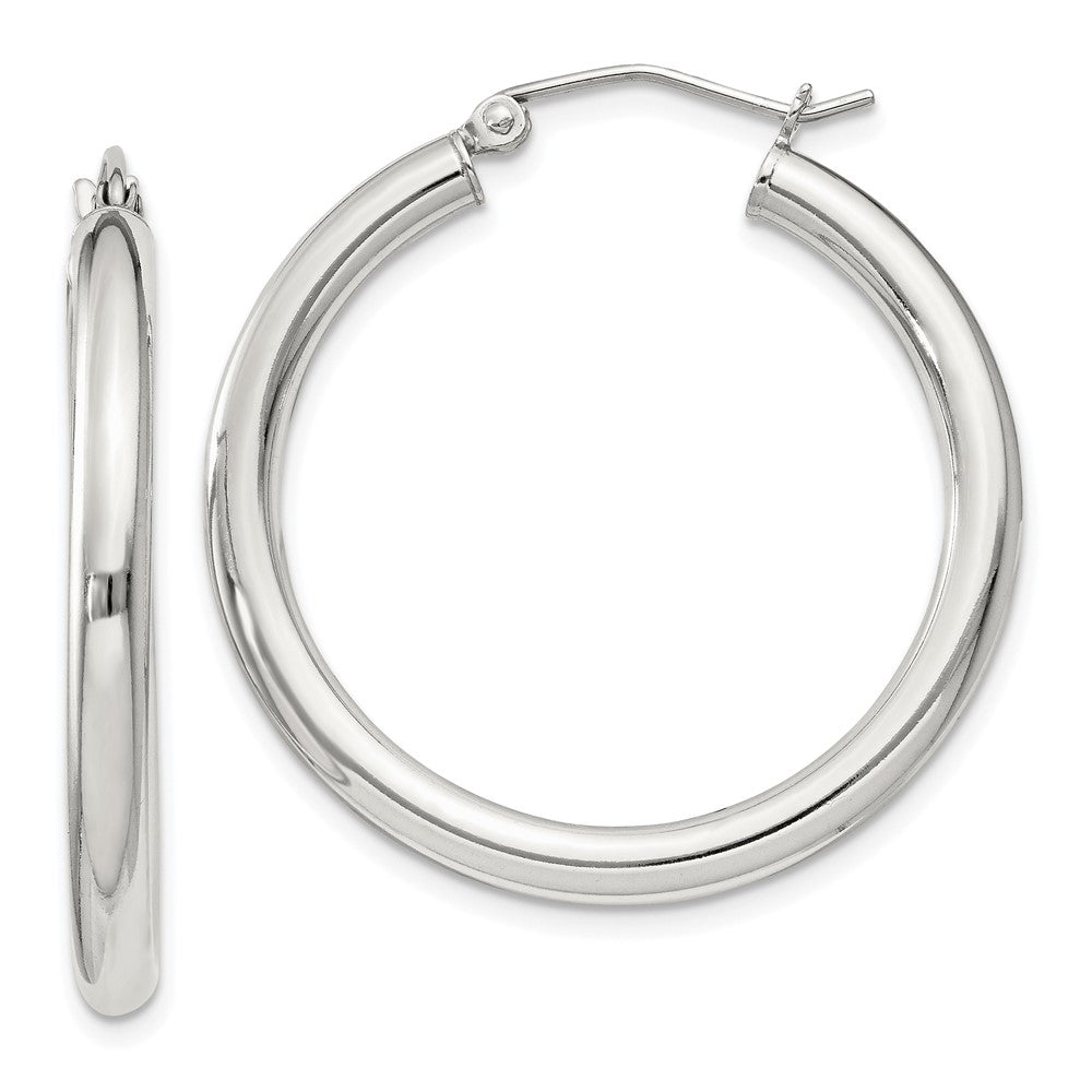 Sterling Silver 3mm Round Hoop Earrings - 13