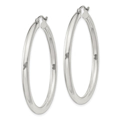 Sterling Silver 3mm Round Hoop Earrings - 4