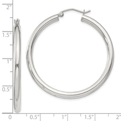 Sterling Silver 3mm Round Hoop Earrings - 4