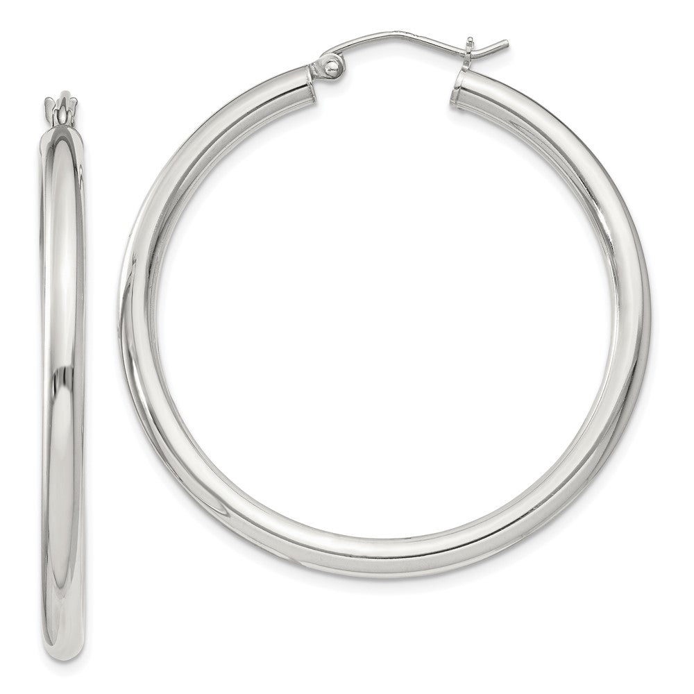 Sterling Silver 3mm Round Hoop Earrings - 4