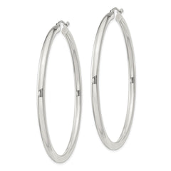 Sterling Silver 3mm Round Hoop Earrings - 2