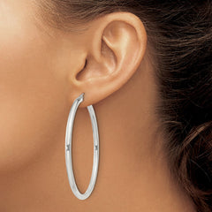 Sterling Silver 3mm Round Hoop Earrings - 2