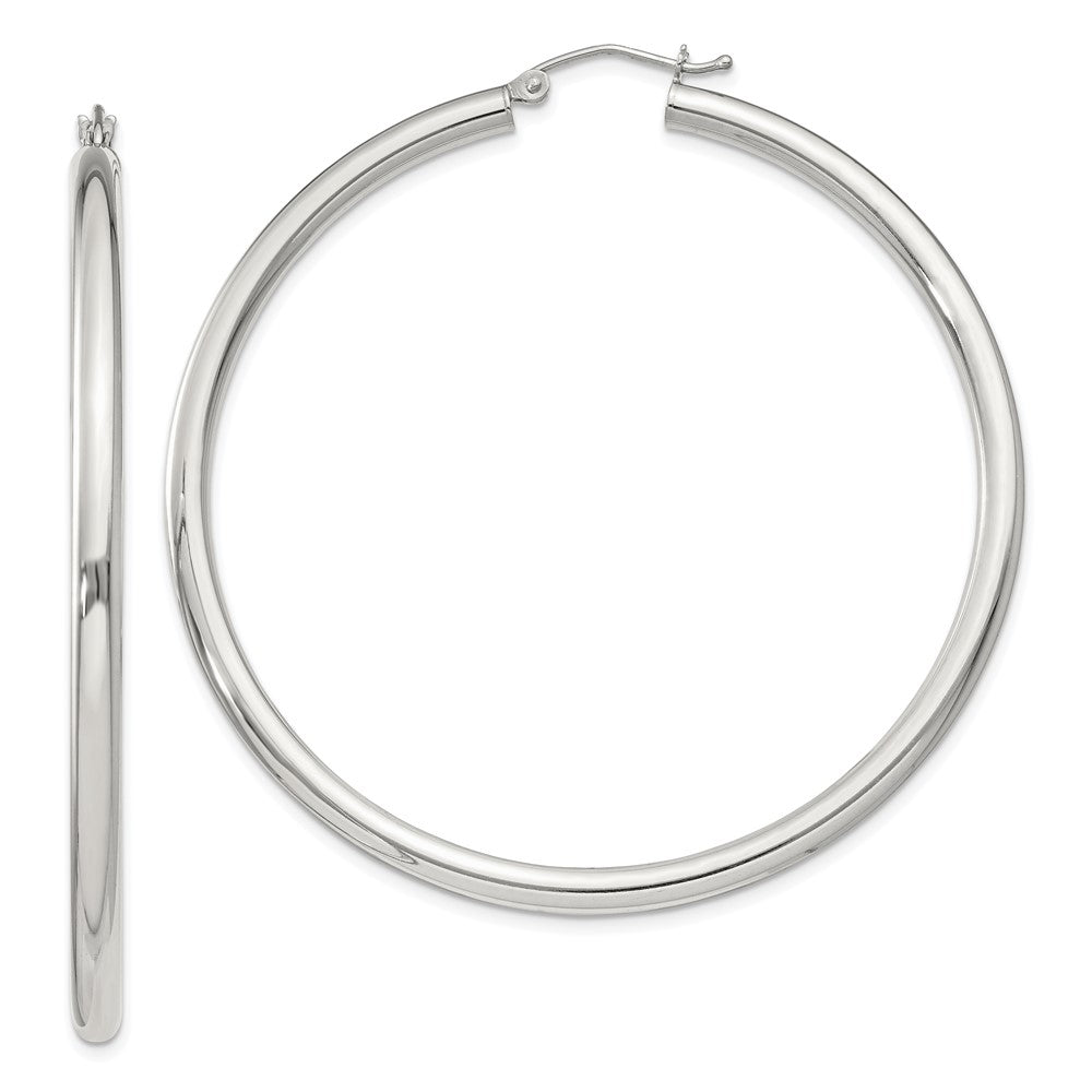Sterling Silver 3mm Round Hoop Earrings - 2