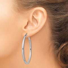 Sterling Silver Rhodium-plated 3mm Round Hoop Earrings - 3