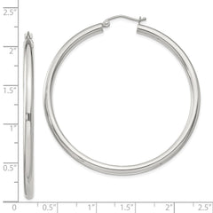 Sterling Silver 3mm Round Hoop Earrings - 3
