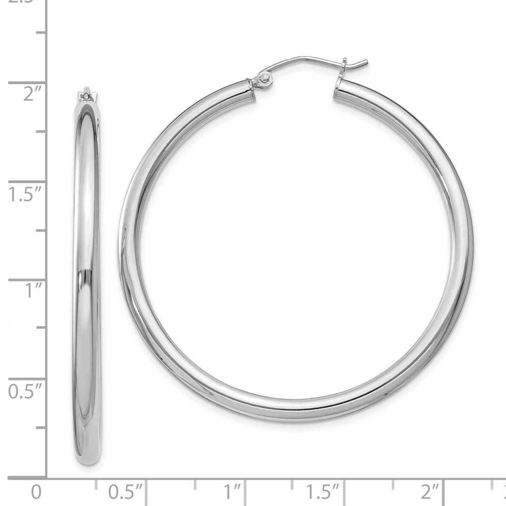 Sterling Silver Rhodium-plated 3mm Round Hoop Earrings - 4