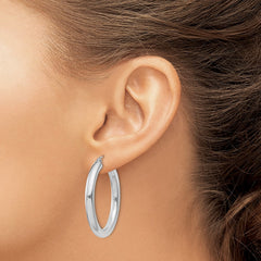 Sterling Silver Rhodium-plated 4mm Round Hoop Earrings - 5