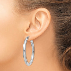 Sterling Silver Rhodium-plated 4mm Round Hoop Earrings - 3