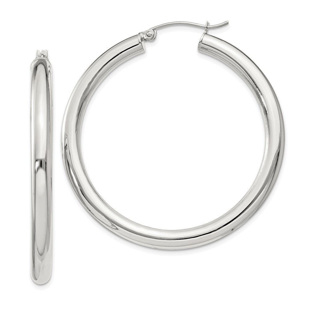 Sterling Silver 4mm Round Hoop Earrings - 4
