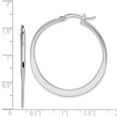Sterling Silver Rhodium-plated Polished Tapered Round Hoop Earrings - 2
