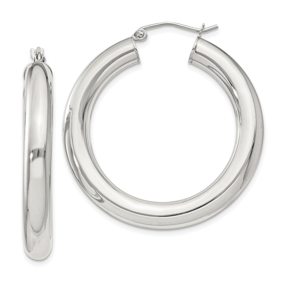 Sterling Silver 5mm Round Hoop Earrings - 4
