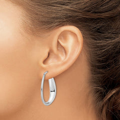 Sterling Silver Rhod-plated Polished Hollow 6mm Oval Hoop Earrings
