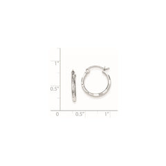 Sterling Silver Rhodium Plated Diamond Cut Hoop Earrings - 4