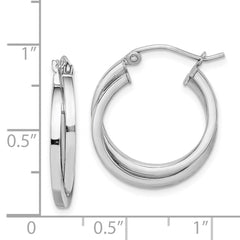 Sterling Silver Rhodium Plated Double Hoop Earrings - 2