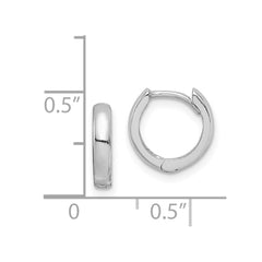 Sterling Silver Rhodium Polished Hinged Hoop Earrings - 8