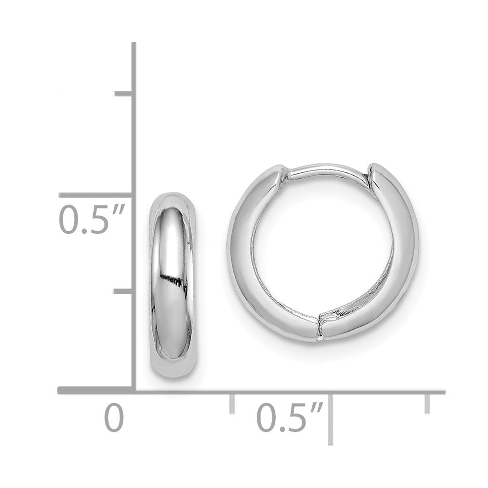 Sterling Silver Rhodium Polished Hinged Hoop Earrings - 2