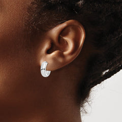 Sterling Silver Rhodium Polished Hinged Hoop Earrings - 6