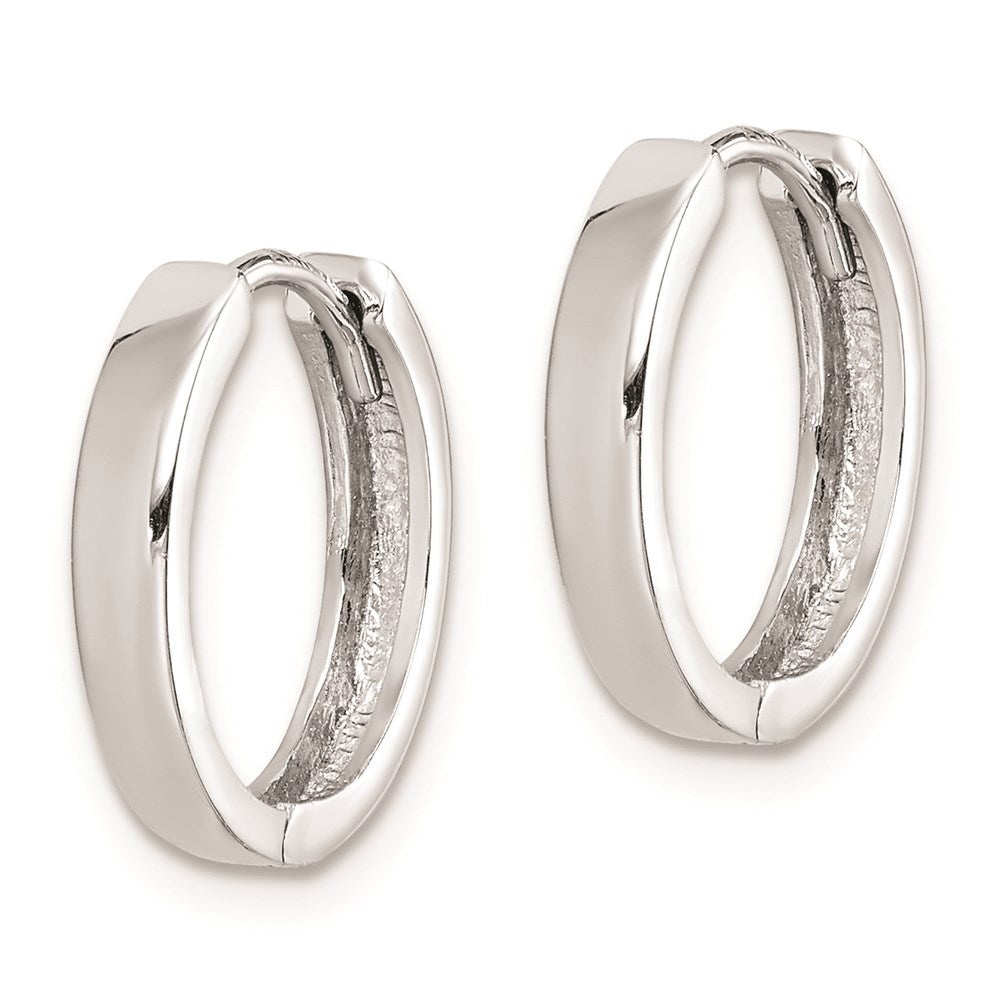 Sterling Silver Rhodium Polished Hinged Hoop Earrings - 7