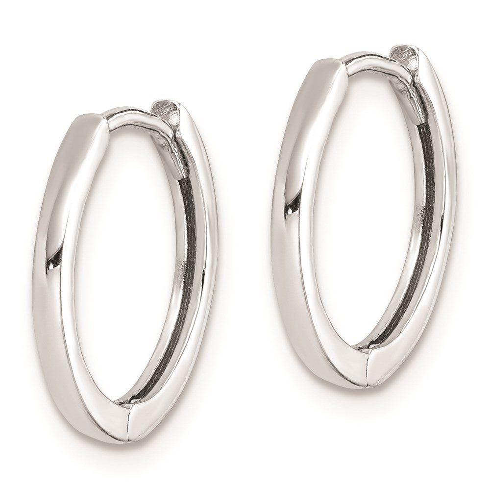 Sterling Silver Rhodium Polished Hinged Hoop Earrings - 3