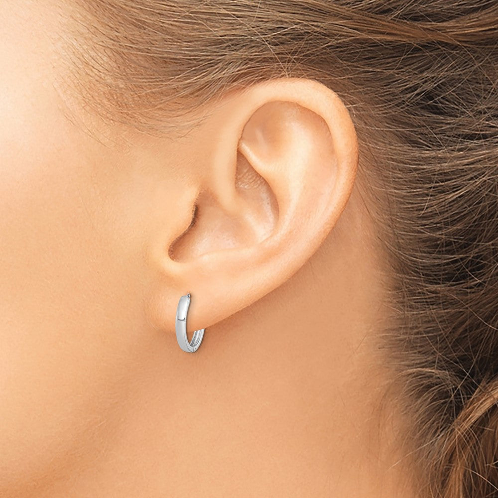 Sterling Silver Rhodium Polished Hinged Hoop Earrings - 11