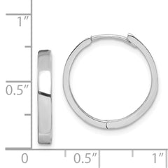 Sterling Silver Rhodium Polished Hinged Hoop Earrings - 12