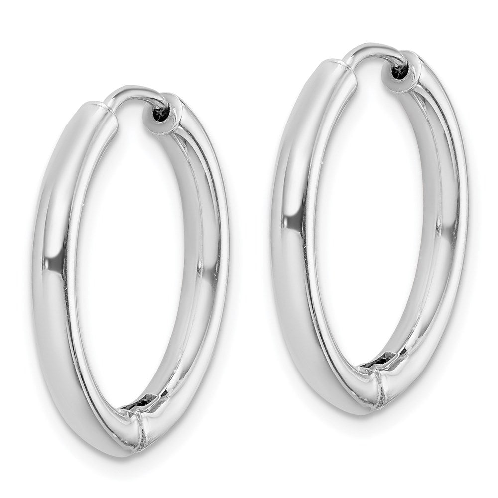 Sterling Silver Rhodium-plated Polished Hollow Hinged Hoop Earrings - 2