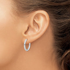 Sterling Silver Rhodium-plated Polished Hollow Hinged Hoop Earrings - 2