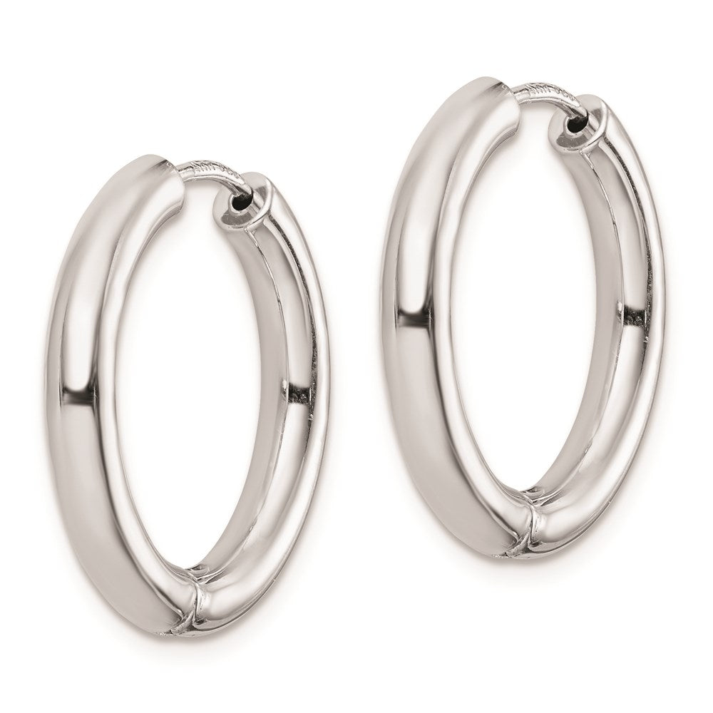Sterling Silver Rhodium Polished Hinged Hoop Earrings - 10