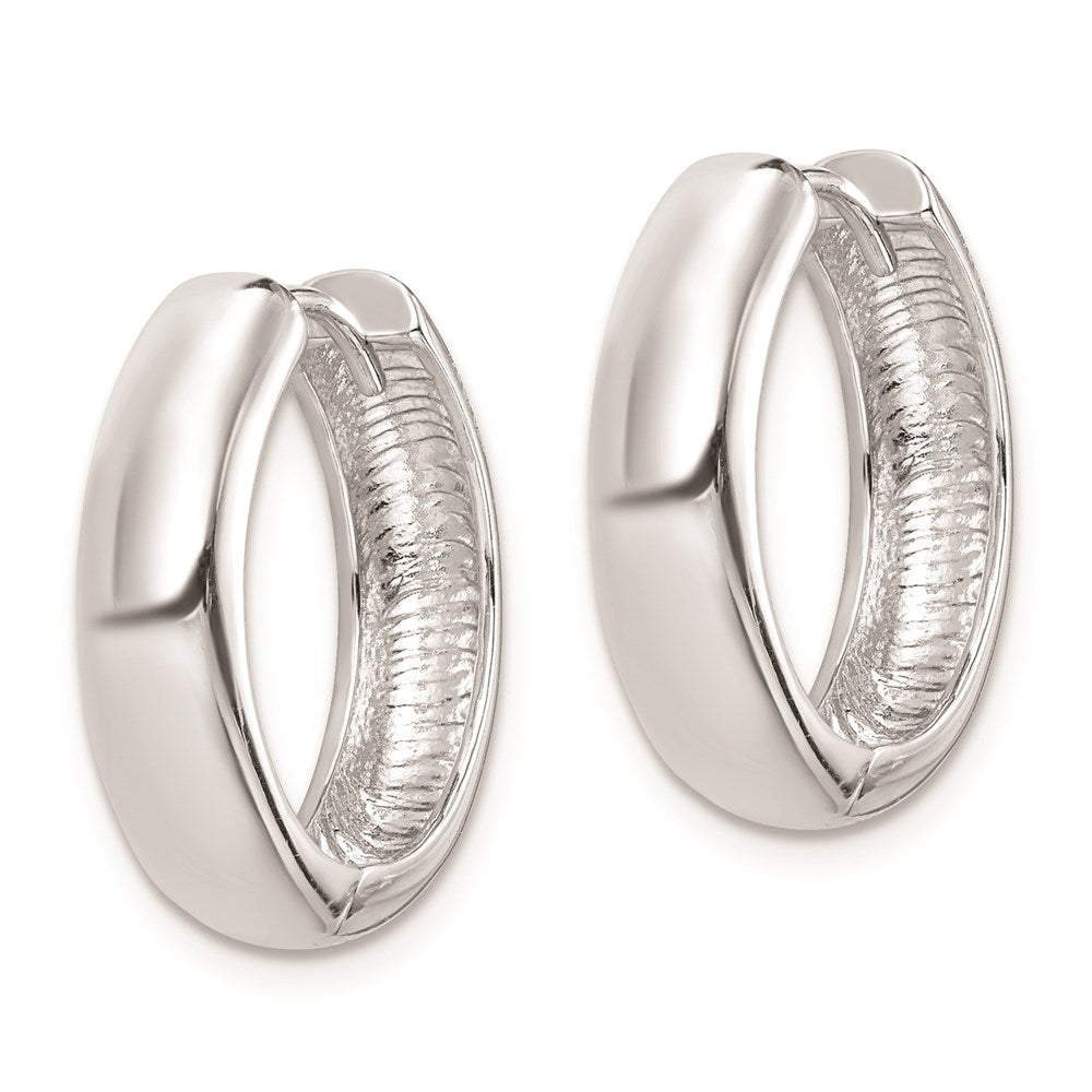 Sterling Silver Rhodium Polished Hinged Hoop Earrings - 4
