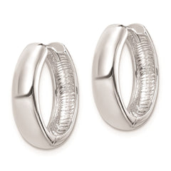 Sterling Silver Rhodium Polished Hinged Hoop Earrings - 4