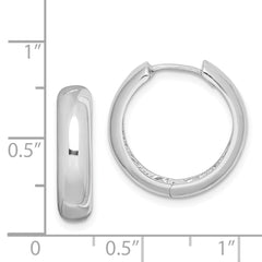 Sterling Silver Rhodium Polished Hinged Hoop Earrings - 4