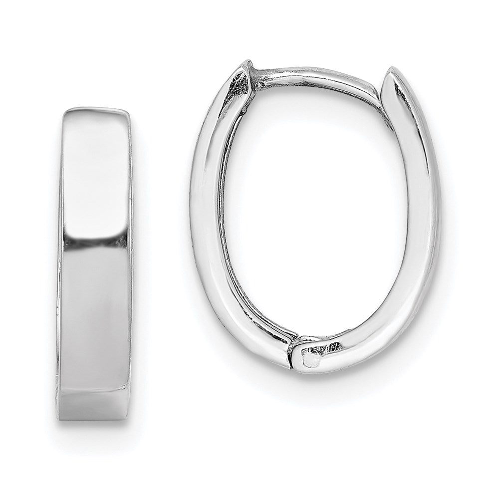 Sterling Silver Rhodium Polished Hinged Hoop Earrings - 5