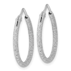 Sterling Silver Rhodium-plated Laser Cut 2mm Endless Hoop Earrings - 3