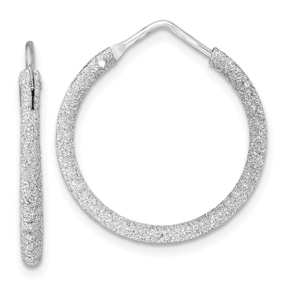 Sterling Silver Rhodium-plated Laser Cut 2mm Endless Hoop Earrings - 3