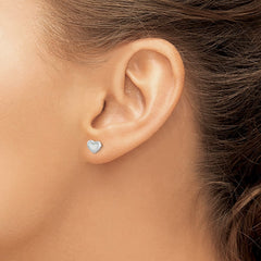 Sterling Silver Rhodium-plated Mother of Pearl Heart Post Earrings - 3