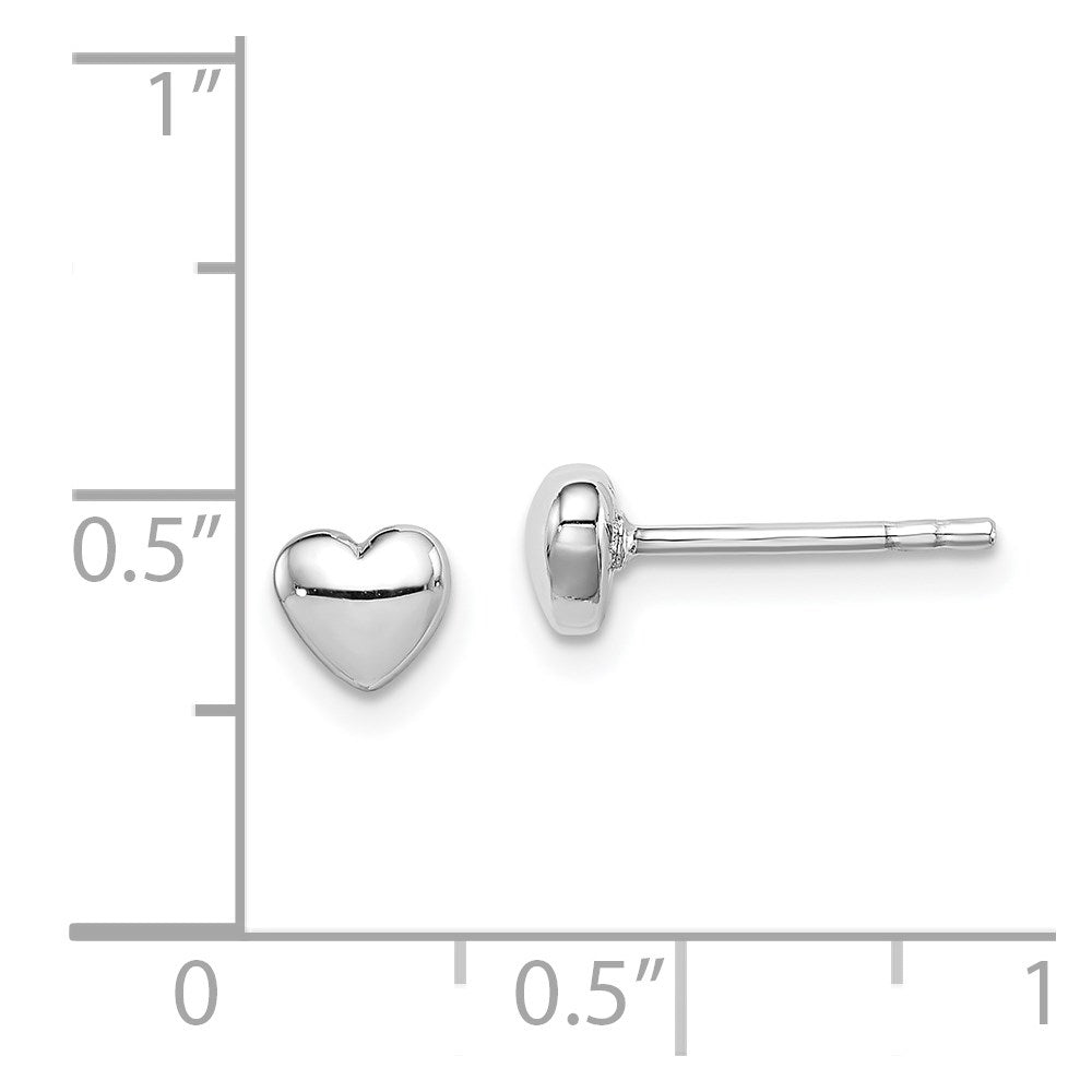 Sterling Silver Rhodium-plated Polished Heart Post Earrings - 2