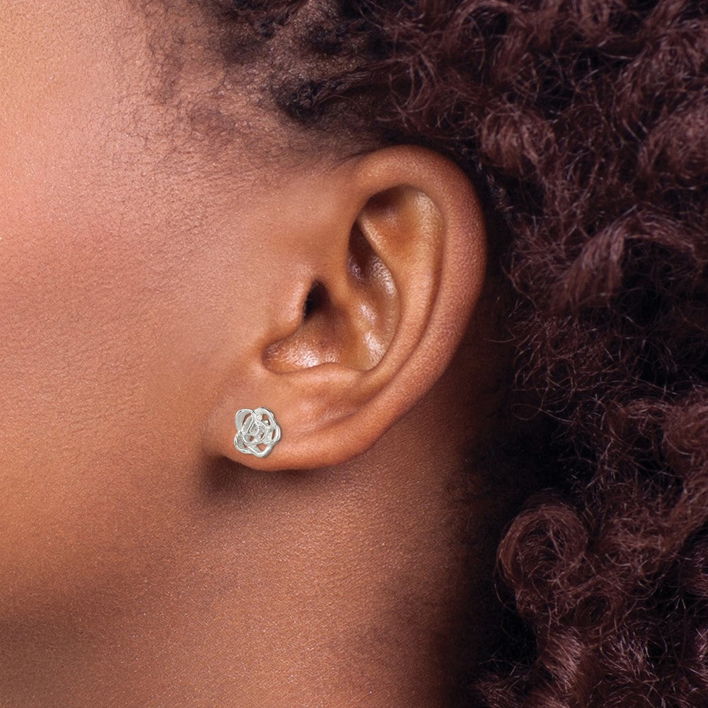 Sterling Silver Polished Flower Post Earrings - 3