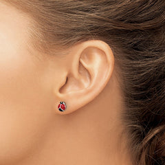 Sterling Silver Polished Red/Black Enameled Ladybug Post Earrings - 2