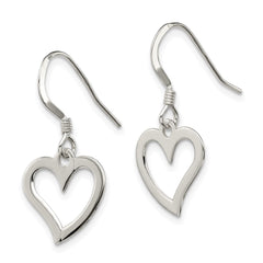 Sterling Silver Polished Heart Dangle Earrings - 2
