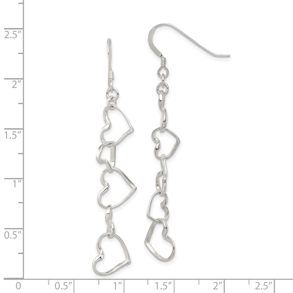 Sterling Silver Heart Dangle Shepherd Hook Earrings - 2