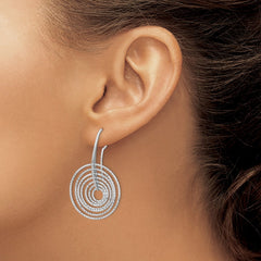 Sterling Silver Rhodium-plated D/C Concentric Circles Dangle Earrings