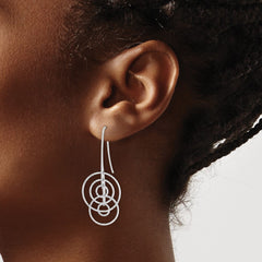 Sterling Silver Rhodium Plated D/C Circles Dangle Earrings